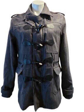 Hot Topic Men's Size Medium Toggle Pea Coat Jacket Gray Grey